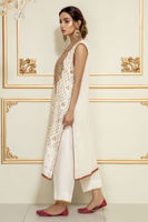 Pakistani White Dabka & Mukesh Chikan Kari Salwar Kameez (3-Piece) - Image 4