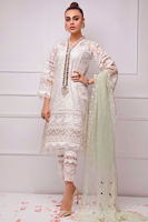 White Chikankari Embroidered Raw Silk Salwar Kameez (3-Piece) - Image 1
