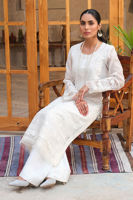 White Embroidered Cotton Net Salwar Kameez (3-Piece) - Image 3