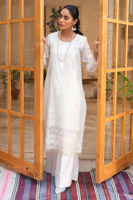 White Embroidered Cotton Net Salwar Kameez (3-Piece) - Image 5