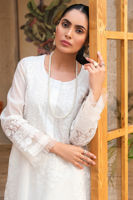White Embroidered Cotton Net Salwar Kameez (3-Piece) - Image 6