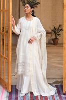 White Embroidered Cotton Net Salwar Kameez (3-Piece) - Image 7