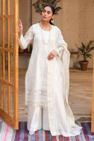 White Embroidered Cotton Net Salwar Kameez (3-Piece) - Image 8