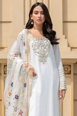 White Pani-Mirror Georgette Chiffon Salwar Kameez (3-Piece) - Image 7
