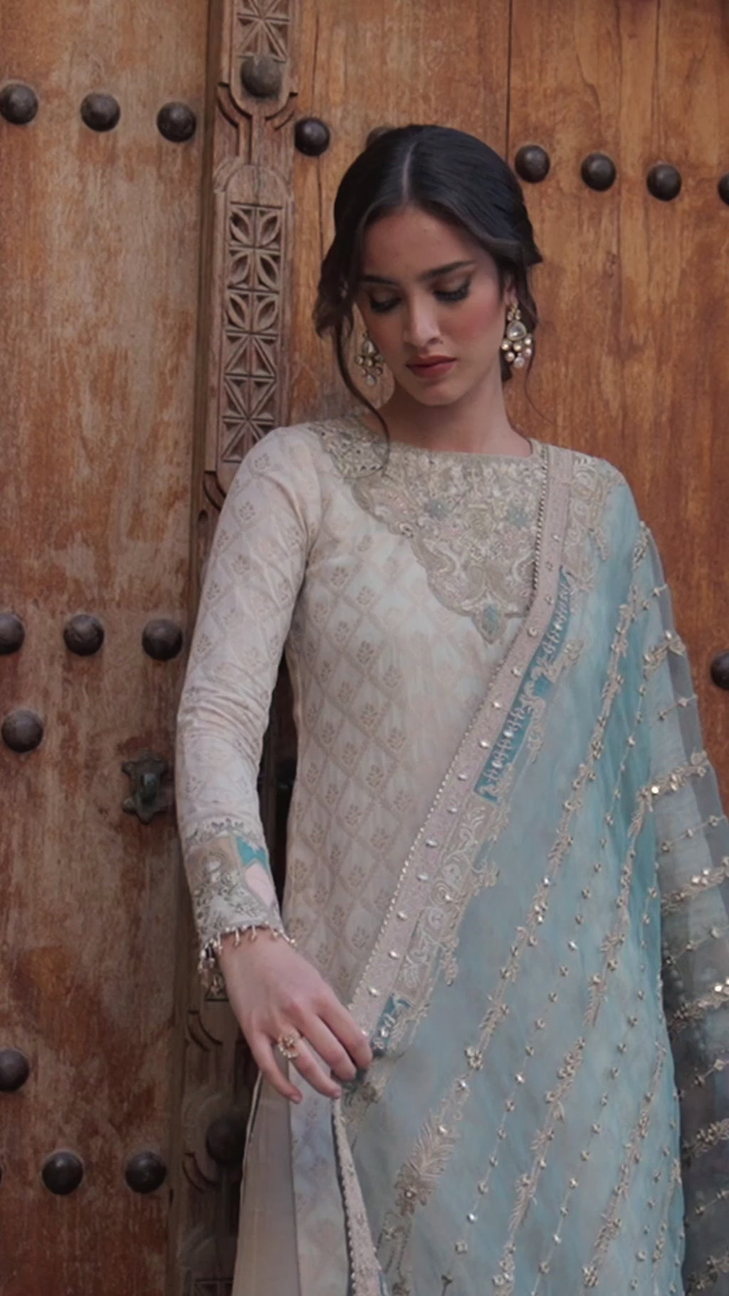 White Karandi Embroidered Salwar Kameez (3-Piece) - Image 7