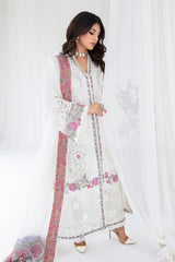 White Embroidered Korean Raw Silk Salwar Kameez (3-Piece) - Image 11