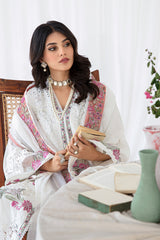 White Embroidered Korean Raw Silk Salwar Kameez (3-Piece) - Image 6