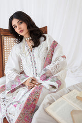 White Embroidered Korean Raw Silk Salwar Kameez (3-Piece) - Image 8
