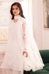 White Embroidered Net Salwar Kameez (3-Piece) - Image 7