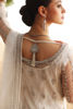 Pakistani White & Silver Embroidered Net Long Shirt (3-Piece) - Image 3