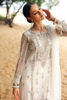 Pakistani White & Silver Embroidered Net Long Shirt (3-Piece) - Image 5
