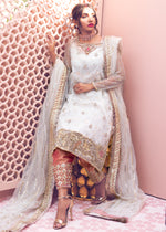 Pakistani White Handworked Net & Tissue Salwar Kameez (3-Piece) - Image 3