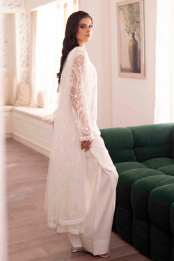 Pakistani White Embroidered Net Salwar Kameez (3-Piece) - Image 1