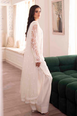Pakistani White Embroidered Net Salwar Kameez (3-Piece) - Image 2