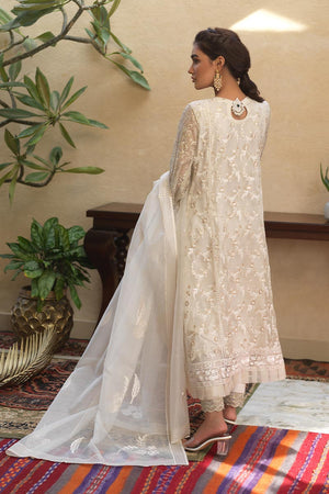 Pakistani White Embroidered Organza Salwar Kameez (3-Piece) - Image 4