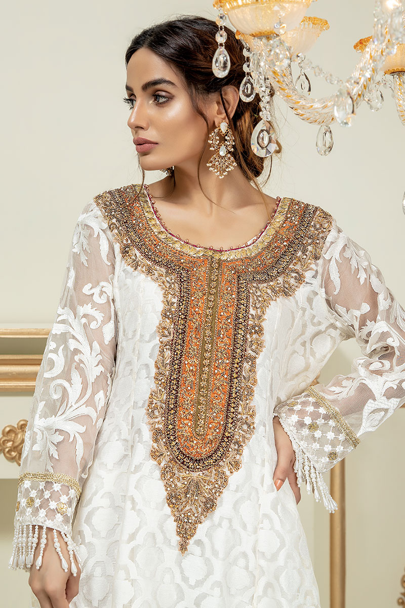 Pakistani White Gota Dabka Organza Salwar Kameez (3-Piece) - Image 3