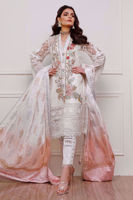 Pakistani White Embroidered Organza Salwar Kameez (3-Piece) - Image 2