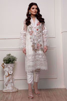 Pakistani White Embroidered Organza Salwar Kameez (3-Piece) - Image 4