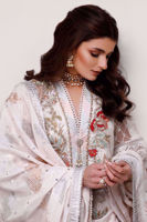 Pakistani White Embroidered Organza Salwar Kameez (3-Piece) - Image 6