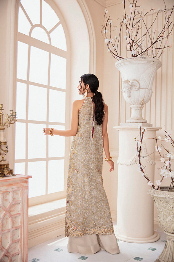 White Embroidered Organza Salwar Kameez (2-Piece) - Image 3