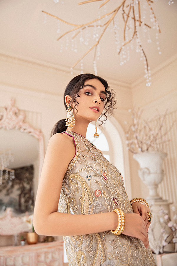 White Embroidered Organza Salwar Kameez (2-Piece) - Image 4