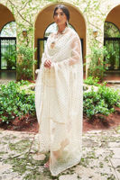White Dabka Embroidered Raw Silk Salwar Kameez (3-Piece) - Image 4
