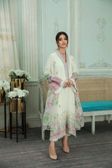 Pearl White Embroidered Korean Raw Silk Suit (3-Piece) - Image 3