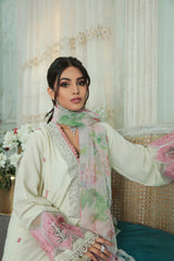 Pearl White Embroidered Korean Raw Silk Suit (3-Piece) - Image 7