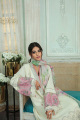 Pearl White Embroidered Korean Raw Silk Suit (3-Piece) - Image 8