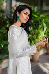 White Embroidered Silk Salwar Kameez (3-Piece) - Image 4