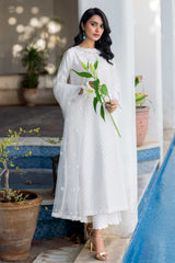 White Embroidered Silk Salwar Kameez (3-Piece) - Image 7