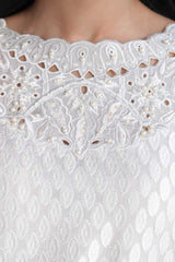 White Embroidered Silk Salwar Kameez (3-Piece) - Image 8