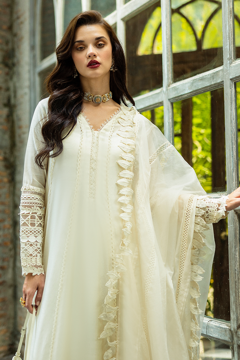 Pakistani White Lacework Pure Spench Silk Salwar Kameez (3-Piece) - Image 16