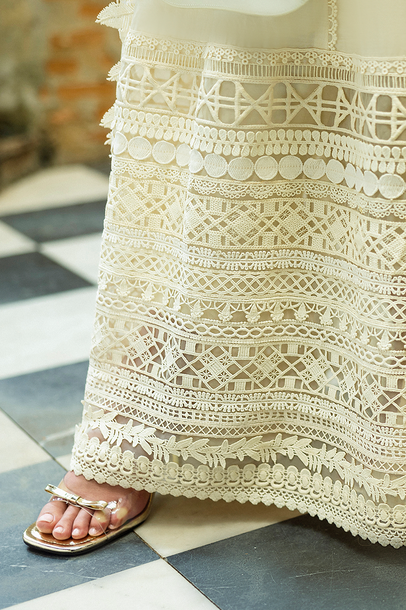 Pakistani White Lacework Pure Spench Silk Salwar Kameez (3-Piece) - Image 18