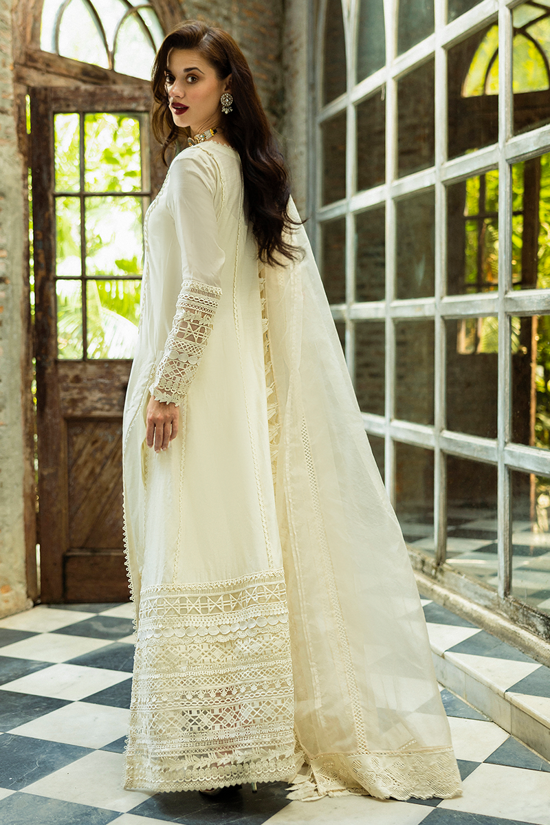 Pakistani White Lacework Pure Spench Silk Salwar Kameez (3-Piece) - Image 5