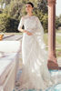 Pakistani White Embroidered Organza Net Saree (2-Piece) - Image 2