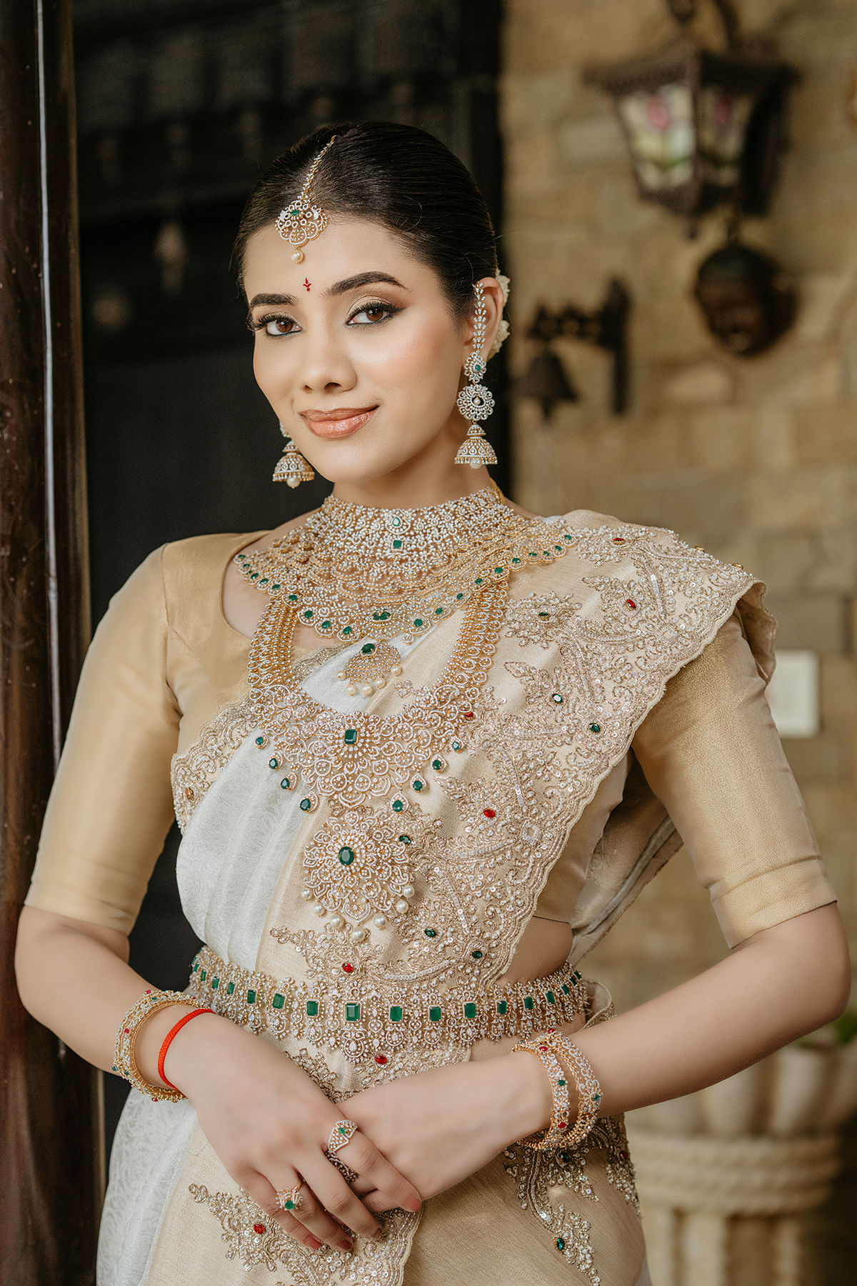 Indian White Zardozi Tissue Saree (2-Piece) - Image 5