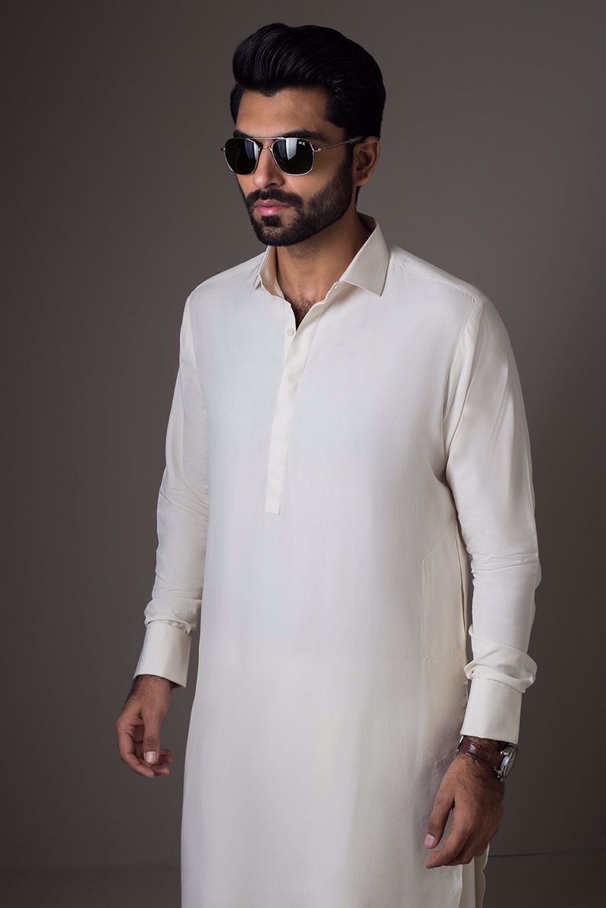 White Boski Kurta Shalwar (2-Piece) - Image 3
