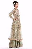 Pakistani White Silver Embroidered Net Flared Dress (2-Piece) - Image 3