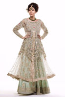Pakistani White Silver Embroidered Net Flared Dress (2-Piece) - Image 5