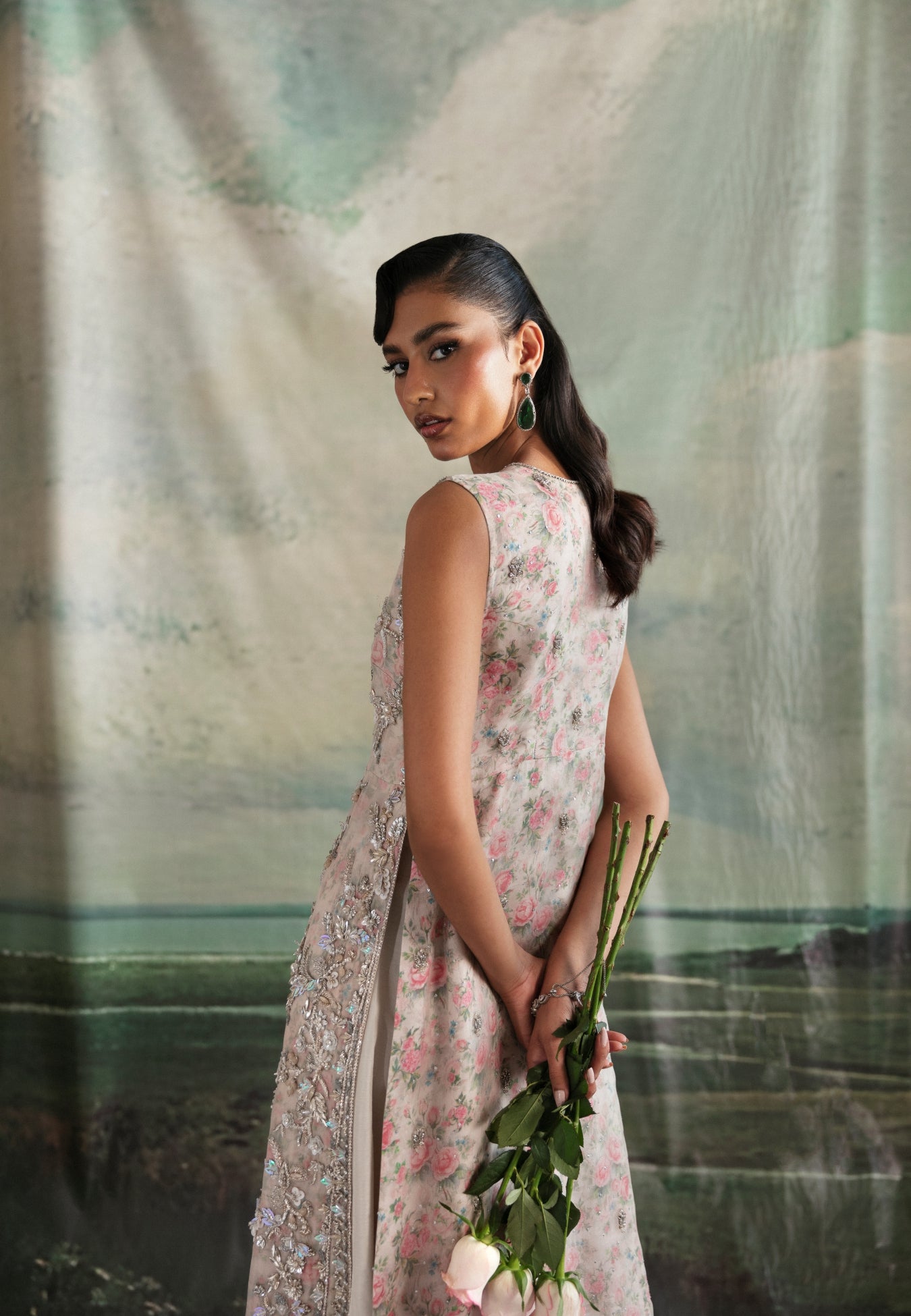 White Embellished Organza Sharara Set (2-Piece) - Image 3