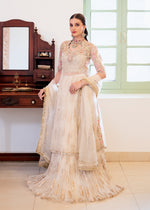 White Hand-Embellished Net & Organza Sharara (3-Piece) - Image 2