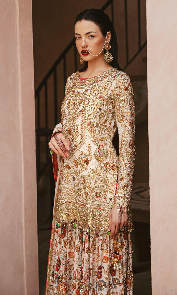 White Embellished Silk Sharara Set (3-Piece) - Image 3