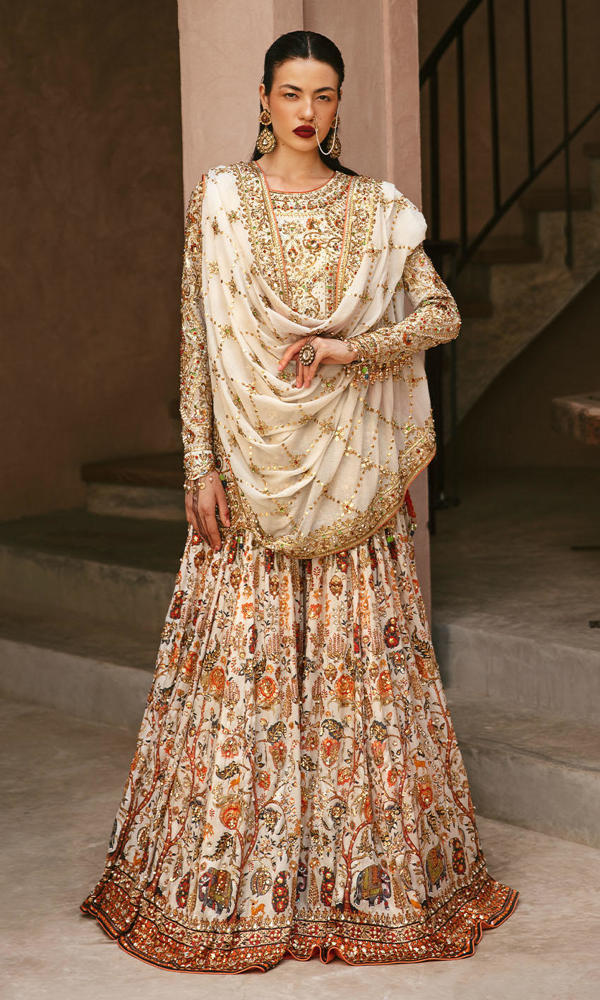 White Embellished Silk Sharara Set (3-Piece) - Image 5
