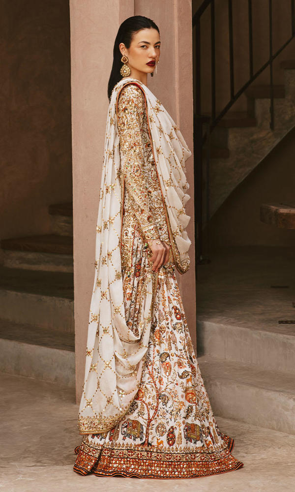 White Embellished Silk Sharara Set (3-Piece) - Image 6