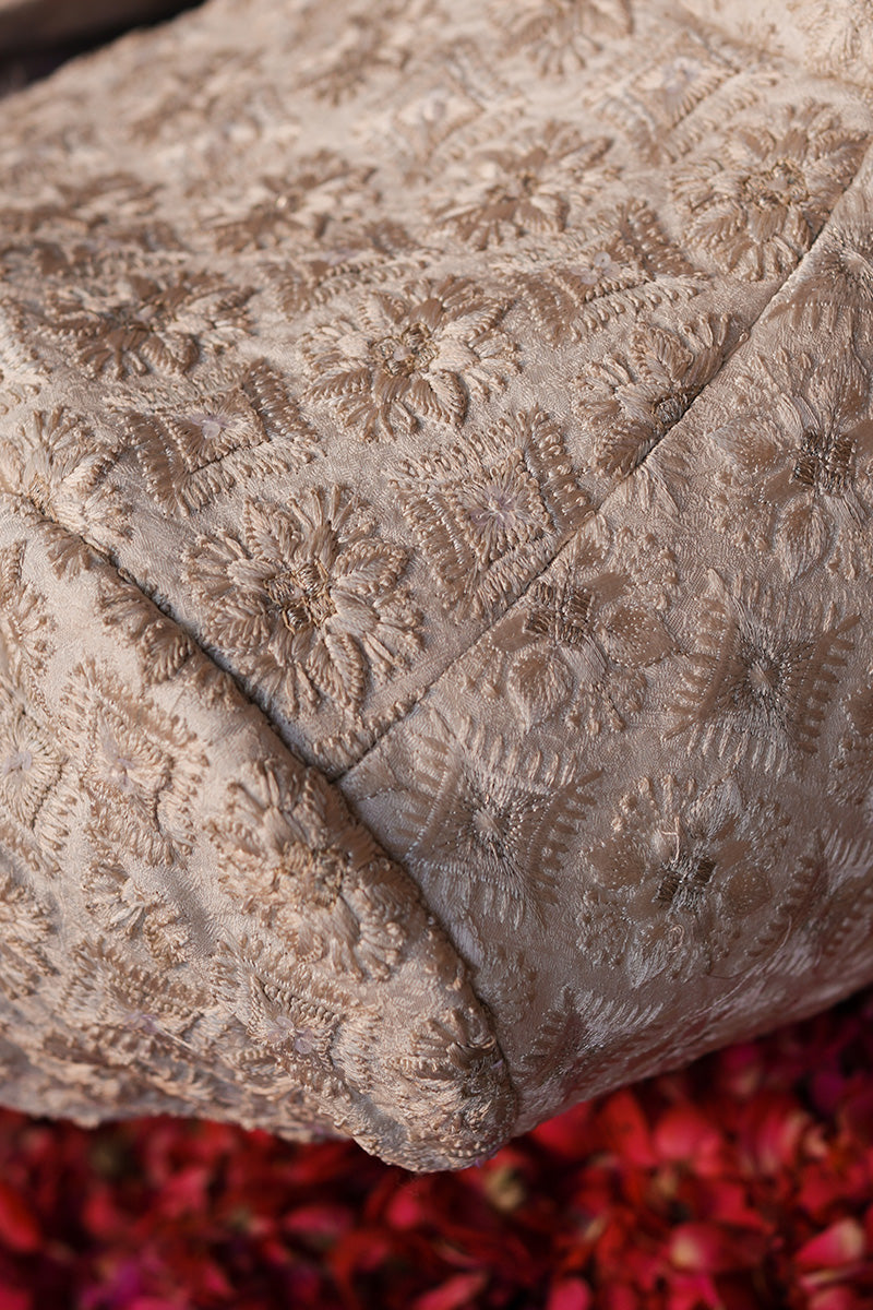 Pearl White Jacquard Embroidered Sherwani (3-Piece) - Image 8