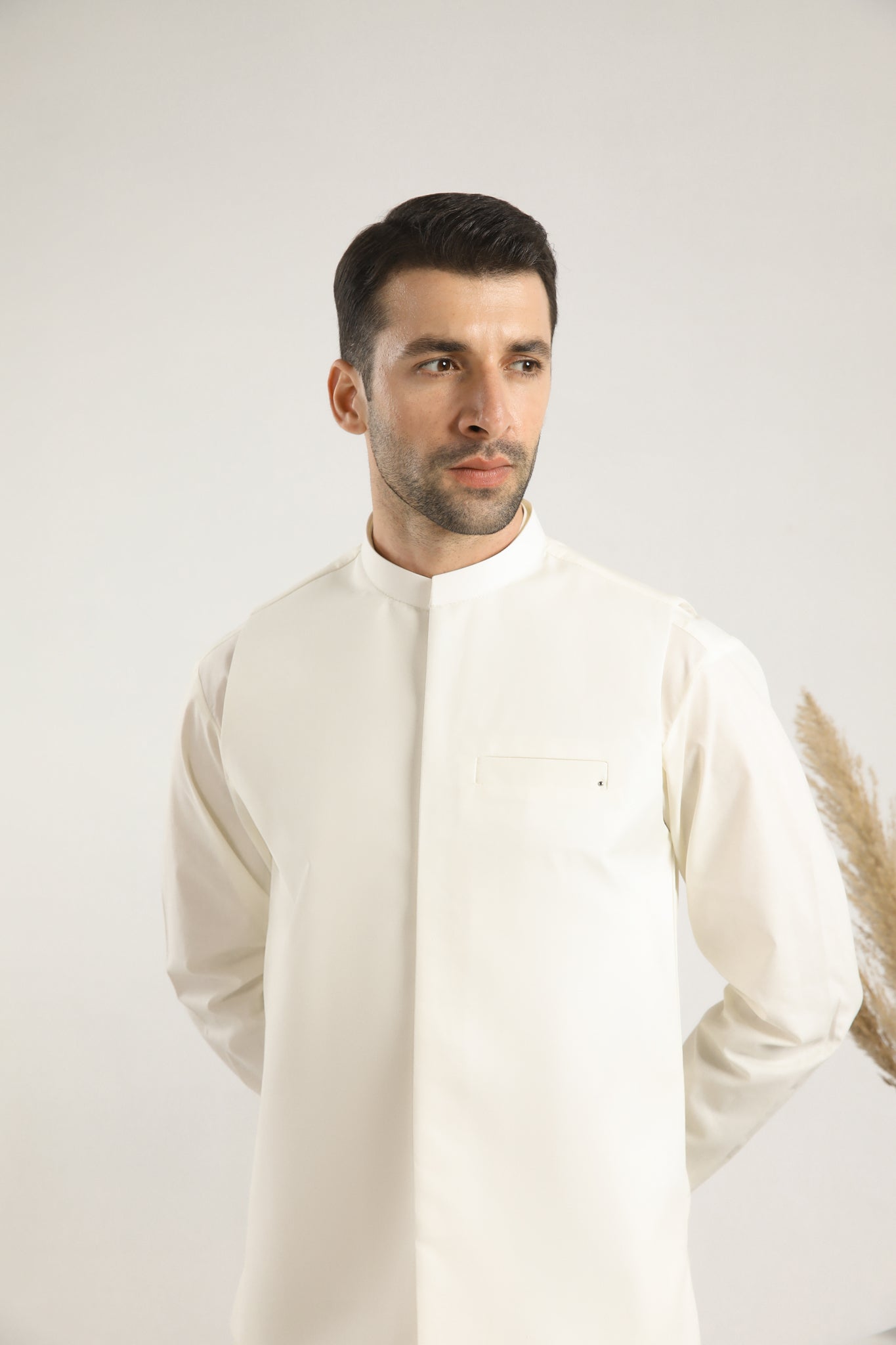 White Cotton Waistcoat Kurta Set (3-Piece) - Image 5