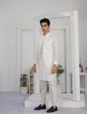 White Embroidered Cotton Waistcoat Kurta Set (3-Piece) - Image 3