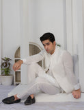 White Embroidered Cotton Waistcoat Kurta Set (3-Piece) - Image 5