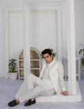 White Embroidered Cotton Waistcoat Kurta Set (3-Piece) - Image 6